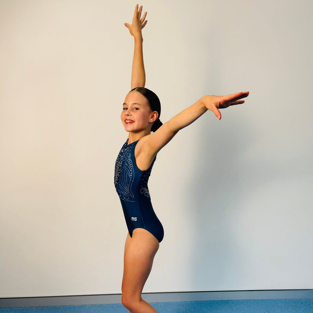 Cascade Dark Ocean Blue Sleeveless Leotard