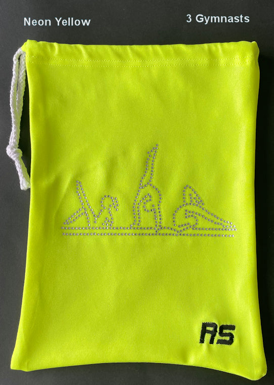 RS Gymwear Australia. Neon Yellow Grip Bag. 3 Gymnasts Neon Yellow.