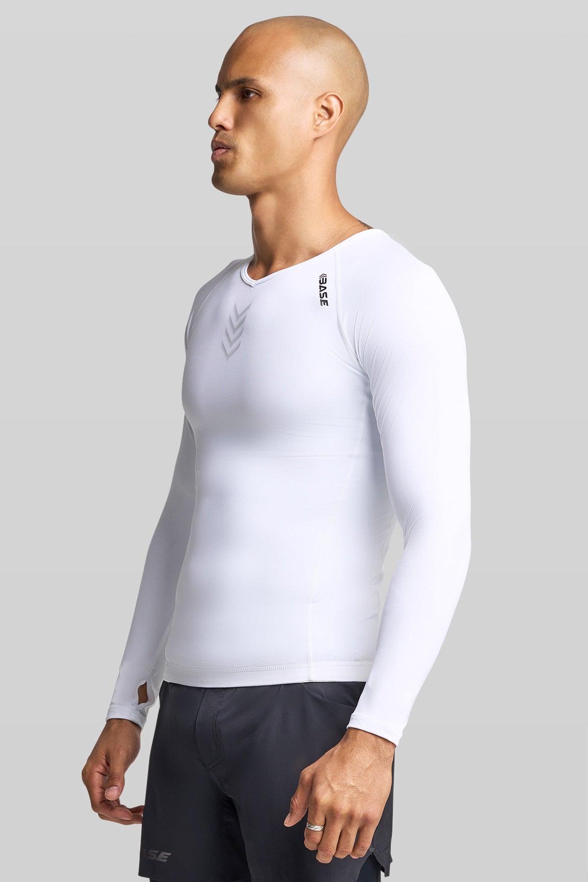 BASE Men's Long Sleeve Compression Tee - White