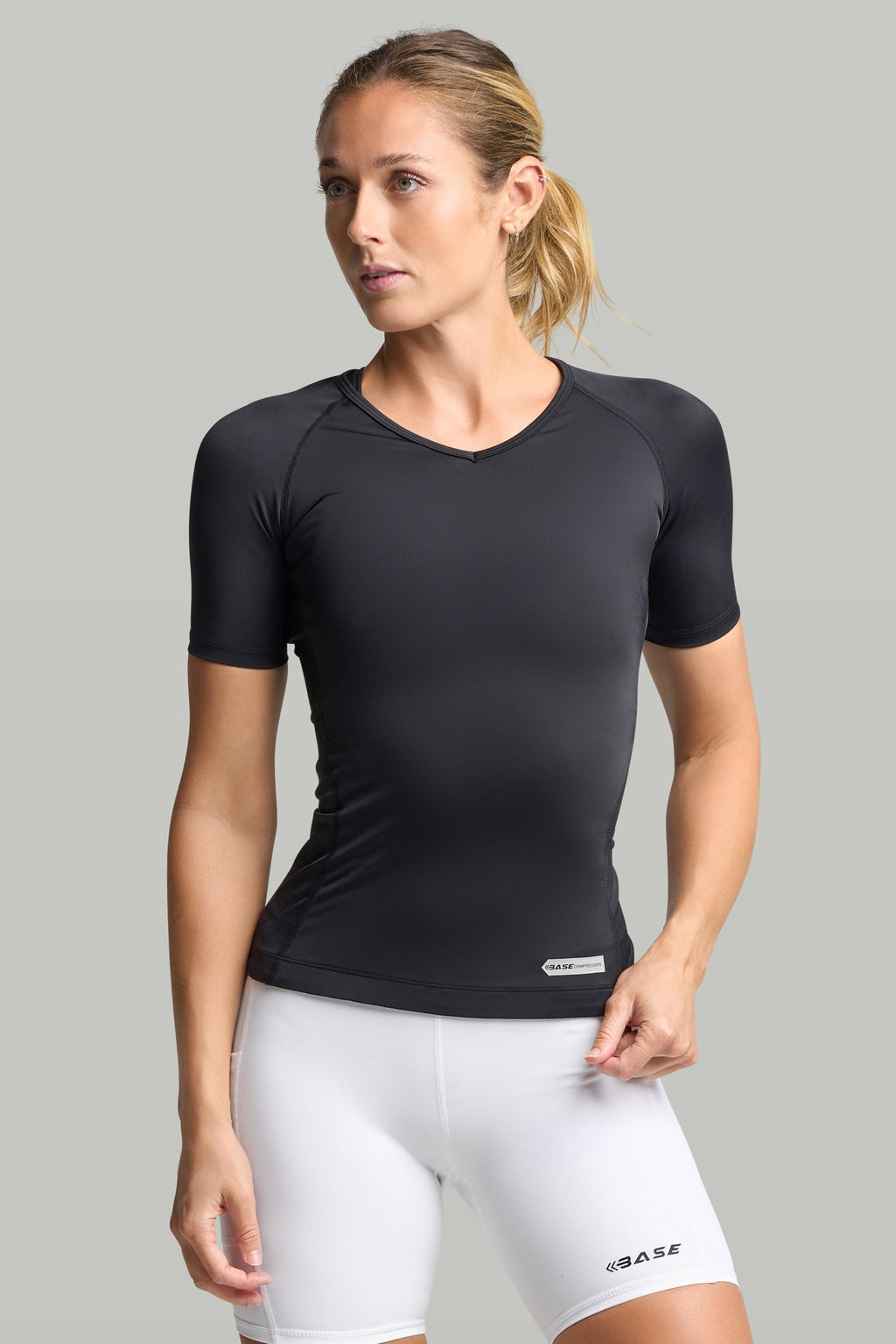 BASE Women's Short Sleeve Compression Tee - Black