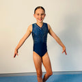Cascade Dark Ocean Blue Sleeveless Leotard