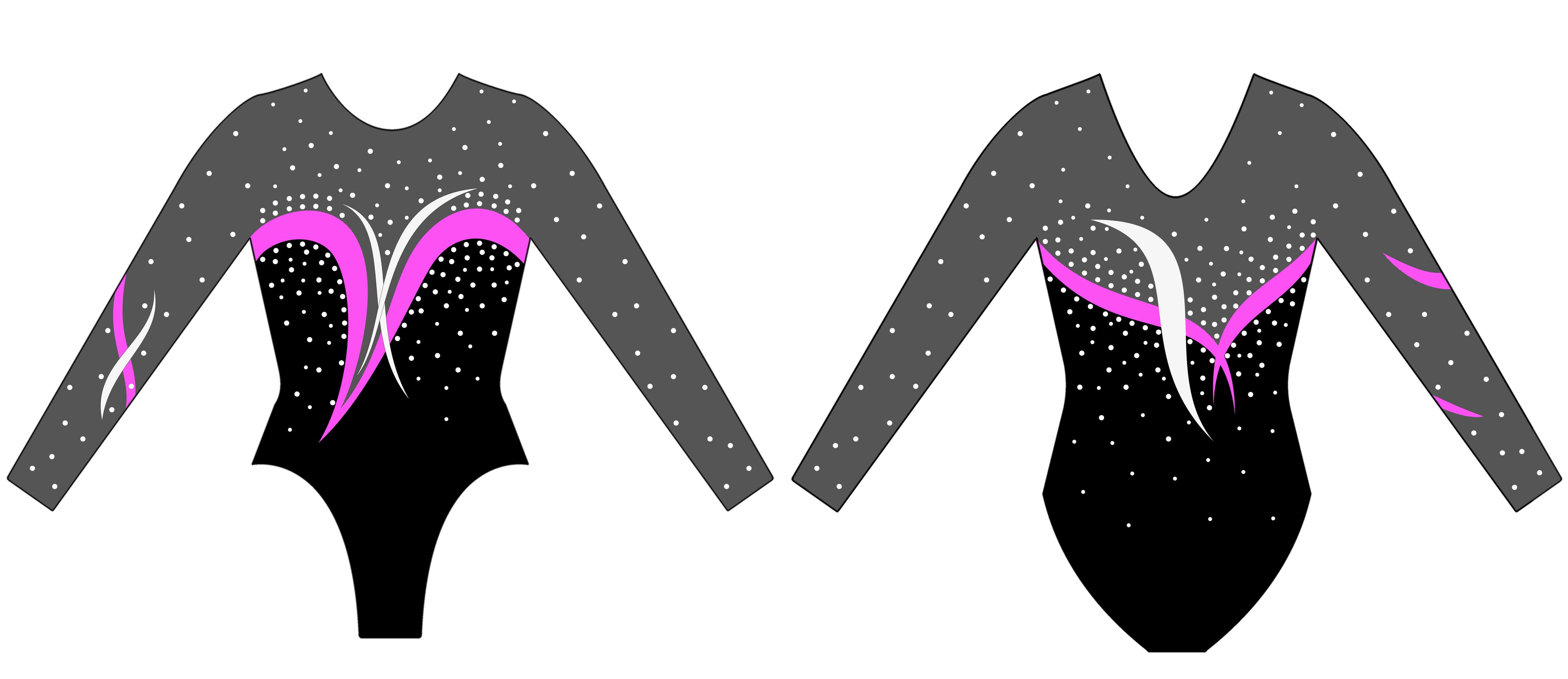 Diamond Gymnastics Long-Sleeve Squad B Black ALP4-6 Competition leotard