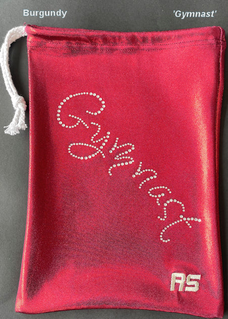 Gymnast Grip Bag. RS Gymwear Australia. Grip Bag with Gymnast motif. Burgundy Grip Bag.