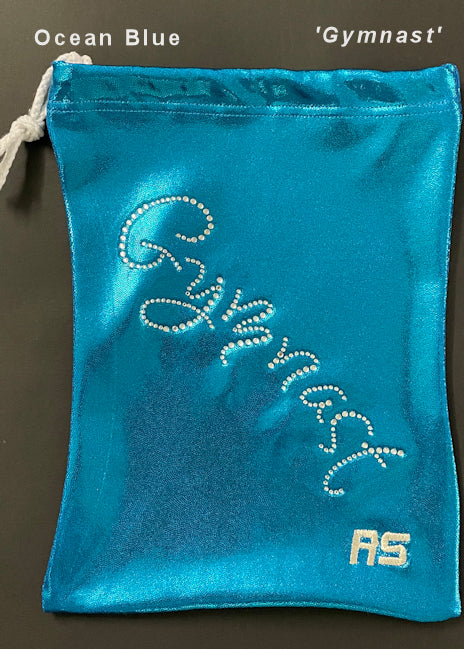 RS Gymwear Australia. Gymnast Grip Bag. Ocean Blue Gymnast (cursive).