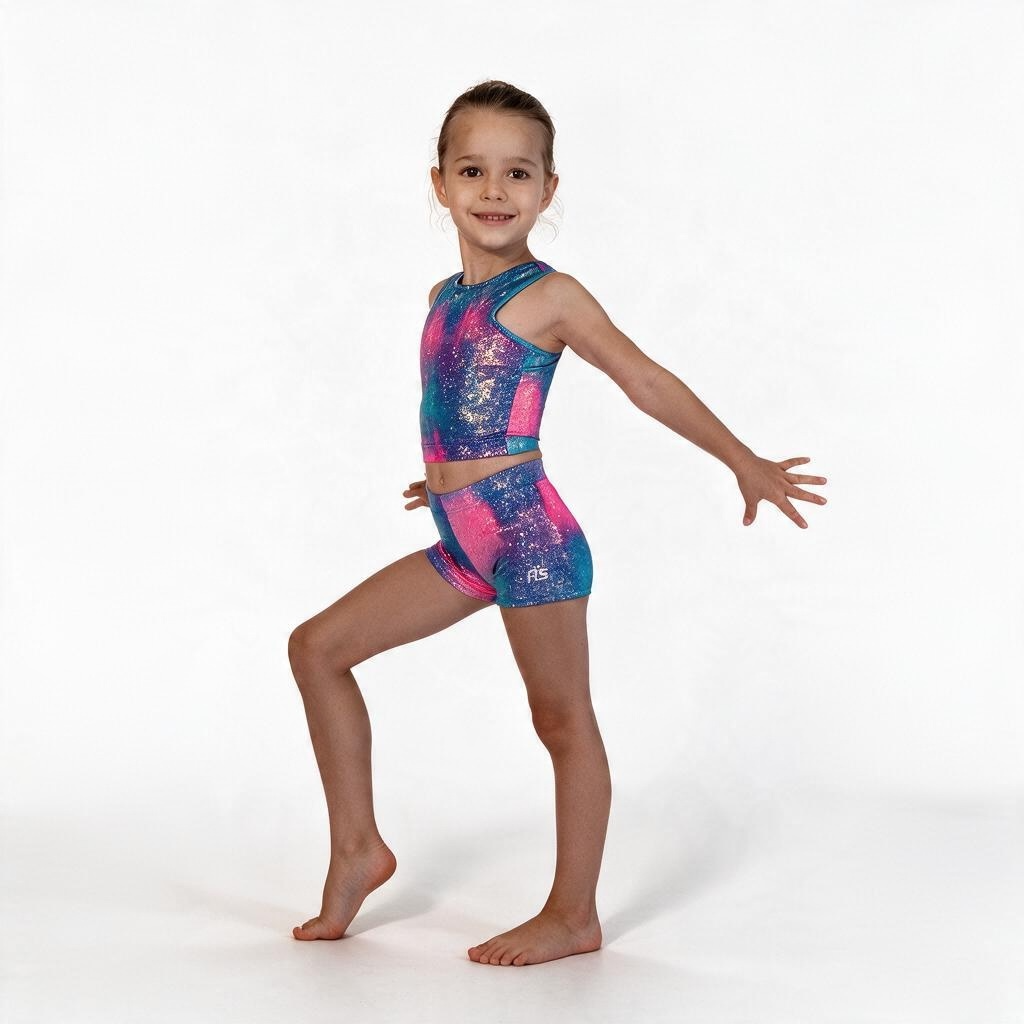RSG-056 Pink Blue Holo Gymnastics Shorts