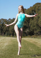 RSG-661 Charlotte Tranquility. RS Gymwear Australia. Mint halter-neck leotard.