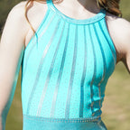 RSG-661 Charlotte Tranquility. RS Gymwear Australia. Mint halter-neck leotard.
