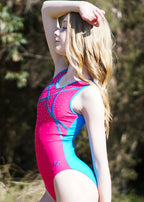 RSG-662 Sarah Confident. RS Gymwear Australia. Pink Lycra leotard. 