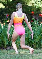 RSG-670 Kayla Sunset. RS Gymwear Australia. Sunset Ombre sleeveless leotard.