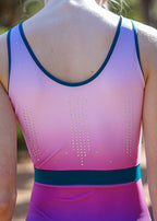 RSG-671 Kayla Dusk. RS Gymwear Australia. Dusk ombre sleeveless leotard.