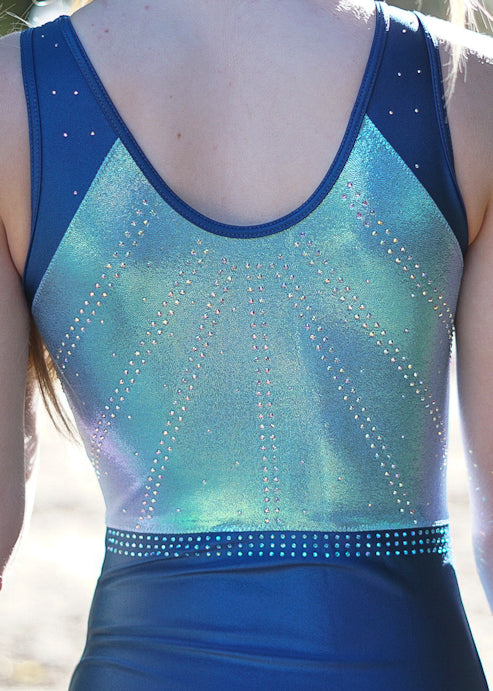 RSG-675 Amy Blue Pearl. RS Gymwear Australia. Amy leotard.