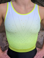RSG-678 Kate Joyous. RS Gymwear Australia. Sleeveless yellow leotard.