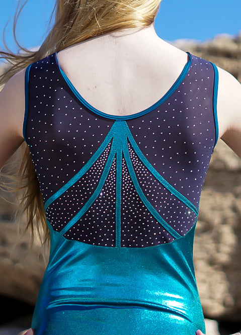 RS Gymwear Australia. Summa Turquoise sleeveless leotard.