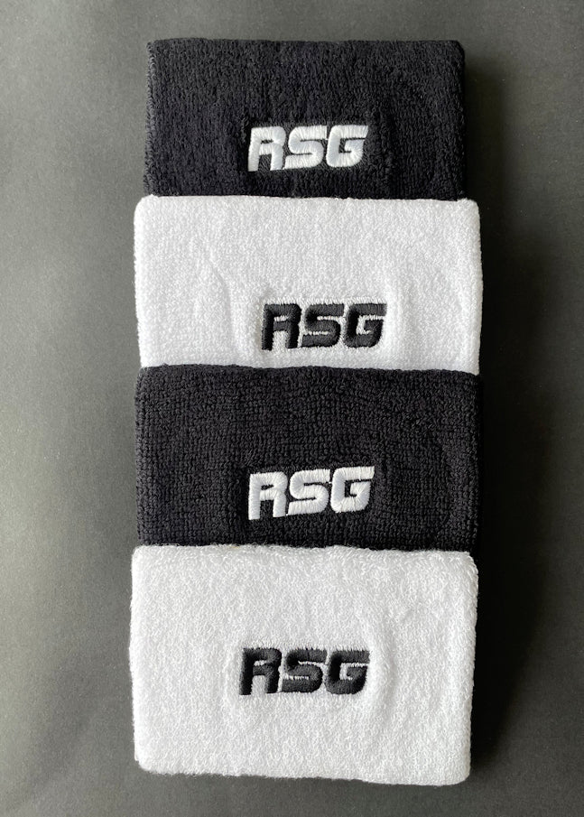  RSG Wrist Protectors - RS Gymnastics. Black wrist bands. White wrist bands. Tennis wrist bands.