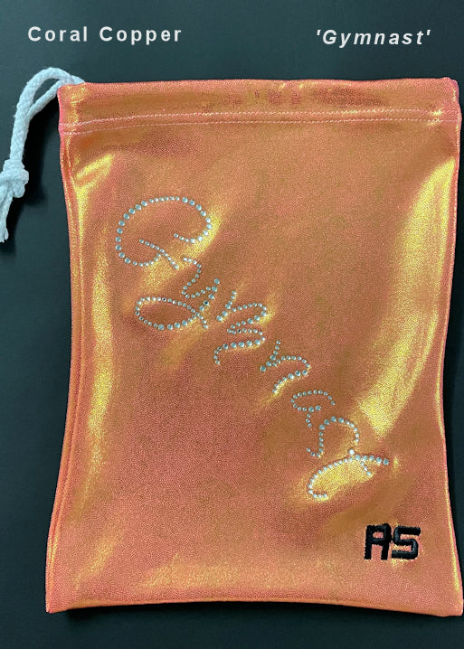 Gymnast Grip Bag. RS Gymwear Australia. Grip Bag with Gymnast motif. Coral Copper Grip Bag. 