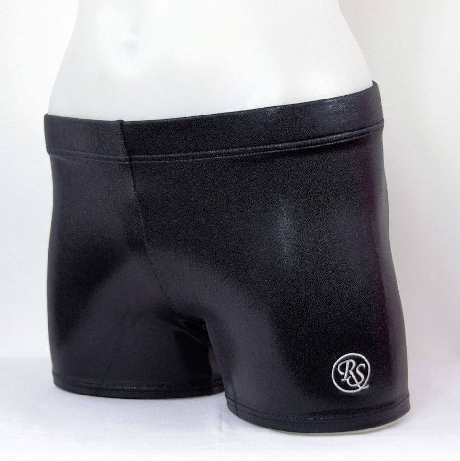 RS Gymwear Australia. Black Mystique shorts. Gymnast shorts. Dance shorts.