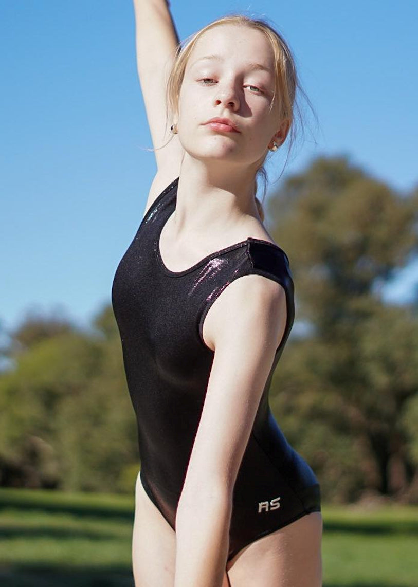 Premium Gymnastics Leotard sleeveless Basic Black RSG-105 Australia ...