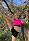 RS Gymwear Australia. Harmony Crop Top. Pink Crop. RSG-330. Gymnast Y-Leg mount.