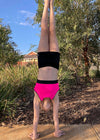 RS Gymwear Australia. Harmony Crop Top. Pink Crop. RSG-330. Gymnast handstand.