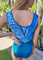 RSG-647 Alila Treasure sleeveless leotard. RS Gymwear Australia. Mandala Leotard. 
