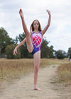 RSG-653 Izzy Delight. RS Gymwear Australia. Pink Purple Ombre Leotard. Leg Kick. Dancer.