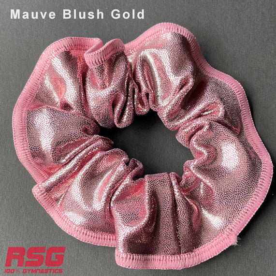 Scrunchies Australia. RS Gymwear Australia. Mauve Blush Gold scrunchie